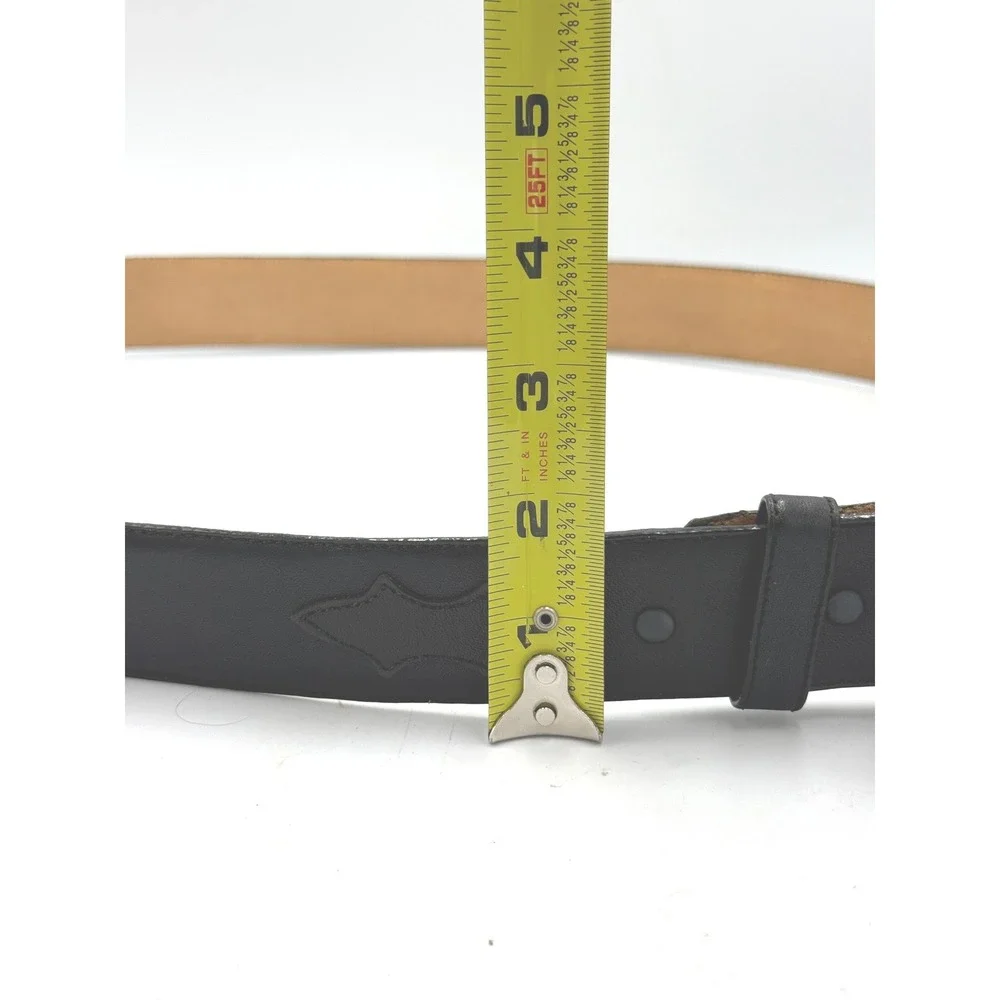 Larry Mahans Leather Belt Men 46 XXL VTG Black Western Stitched Made in USA 7927